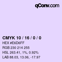 颜色代码: CMYK 10 / 16 / 0 / 0 | qconv.com