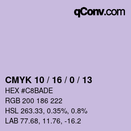 カラーコード: CMYK 10 / 16 / 0 / 13 | qconv.com