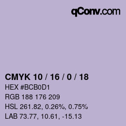 カラーコード: CMYK 10 / 16 / 0 / 18 | qconv.com