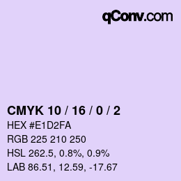 颜色代码: CMYK 10 / 16 / 0 / 2 | qconv.com