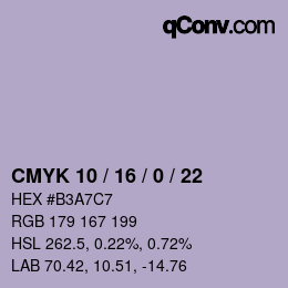 颜色代码: CMYK 10 / 16 / 0 / 22 | qconv.com