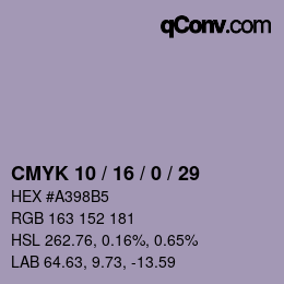 颜色代码: CMYK 10 / 16 / 0 / 29 | qconv.com