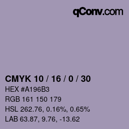 颜色代码: CMYK 10 / 16 / 0 / 30 | qconv.com