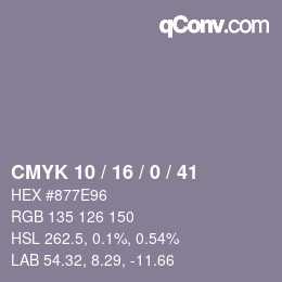 Color code: CMYK 10 / 16 / 0 / 41 | qconv.com