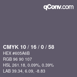 Color code: CMYK 10 / 16 / 0 / 58 | qconv.com