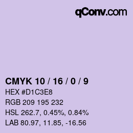 颜色代码: CMYK 10 / 16 / 0 / 9 | qconv.com