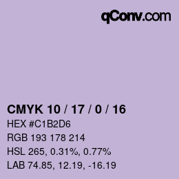 カラーコード: CMYK 10 / 17 / 0 / 16 | qconv.com