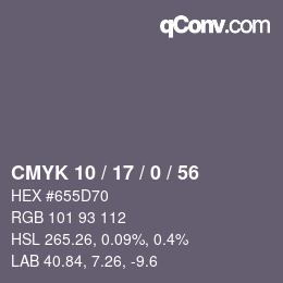 カラーコード: CMYK 10 / 17 / 0 / 56 | qconv.com