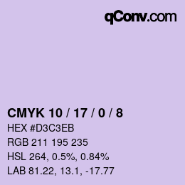 カラーコード: CMYK 10 / 17 / 0 / 8 | qconv.com