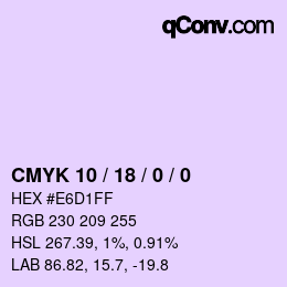 カラーコード: CMYK 10 / 18 / 0 / 0 | qconv.com