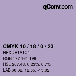 Color code: CMYK 10 / 18 / 0 / 23 | qconv.com