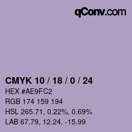 カラーコード: CMYK 10 / 18 / 0 / 24 | qconv.com