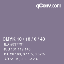 Color code: CMYK 10 / 18 / 0 / 43 | qconv.com