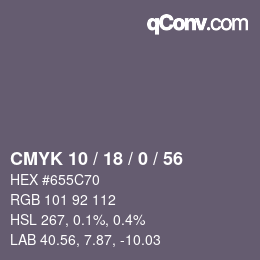 Color code: CMYK 10 / 18 / 0 / 56 | qconv.com