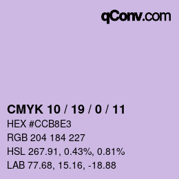 カラーコード: CMYK 10 / 19 / 0 / 11 | qconv.com