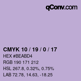 Color code: CMYK 10 / 19 / 0 / 17 | qconv.com