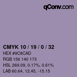 カラーコード: CMYK 10 / 19 / 0 / 32 | qconv.com