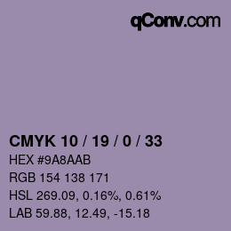 Color code: CMYK 10 / 19 / 0 / 33 | qconv.com