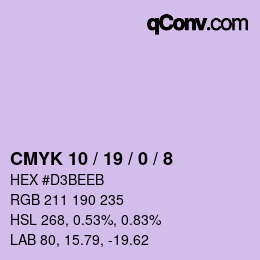 Farbcode: CMYK 10 / 19 / 0 / 8 | qconv.com