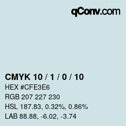 カラーコード: CMYK 10 / 1 / 0 / 10 | qconv.com