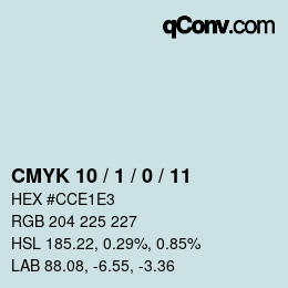 カラーコード: CMYK 10 / 1 / 0 / 11 | qconv.com