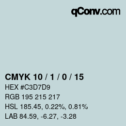 カラーコード: CMYK 10 / 1 / 0 / 15 | qconv.com