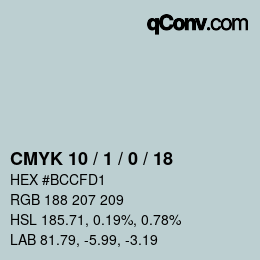 Farbcode: CMYK 10 / 1 / 0 / 18 | qconv.com