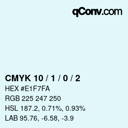 カラーコード: CMYK 10 / 1 / 0 / 2 | qconv.com