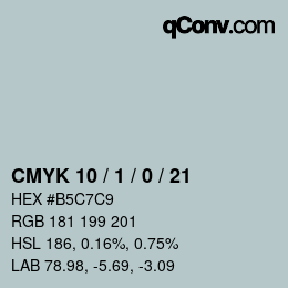 カラーコード: CMYK 10 / 1 / 0 / 21 | qconv.com