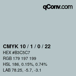 カラーコード: CMYK 10 / 1 / 0 / 22 | qconv.com