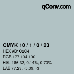 Color code: CMYK 10 / 1 / 0 / 23 | qconv.com