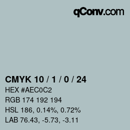 Color code: CMYK 10 / 1 / 0 / 24 | qconv.com