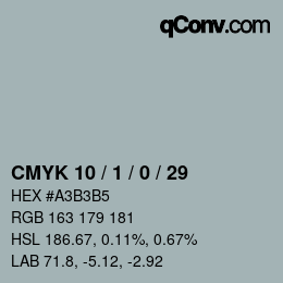 カラーコード: CMYK 10 / 1 / 0 / 29 | qconv.com