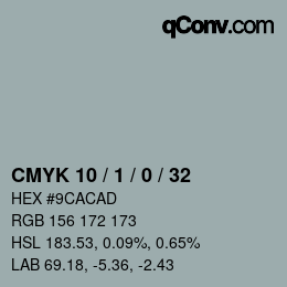 カラーコード: CMYK 10 / 1 / 0 / 32 | qconv.com