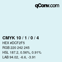 Farbcode: CMYK 10 / 1 / 0 / 4 | qconv.com