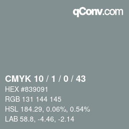カラーコード: CMYK 10 / 1 / 0 / 43 | qconv.com