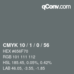 Color code: CMYK 10 / 1 / 0 / 56 | qconv.com