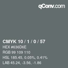颜色代码: CMYK 10 / 1 / 0 / 57 | qconv.com