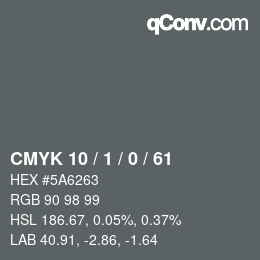 Color code: CMYK 10 / 1 / 0 / 61 | qconv.com