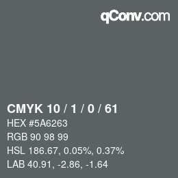 カラーコード: CMYK 10 / 1 / 0 / 61 | qconv.com