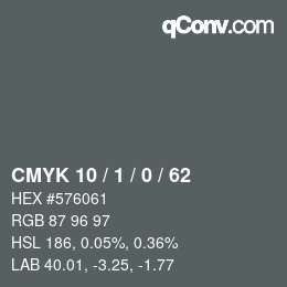 颜色代码: CMYK 10 / 1 / 0 / 62 | qconv.com