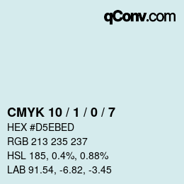 カラーコード: CMYK 10 / 1 / 0 / 7 | qconv.com