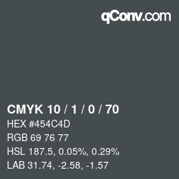 カラーコード: CMYK 10 / 1 / 0 / 70 | qconv.com
