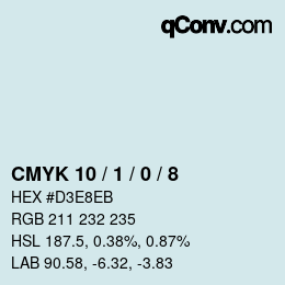 Farbcode: CMYK 10 / 1 / 0 / 8 | qconv.com