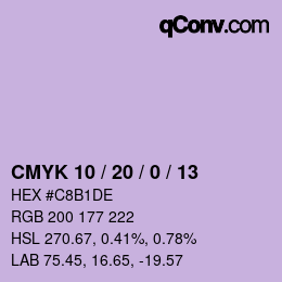 Code couleur: CMYK 10 / 20 / 0 / 13 | qconv.com