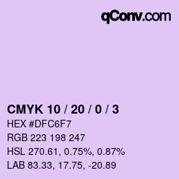カラーコード: CMYK 10 / 20 / 0 / 3 | qconv.com