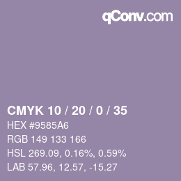 颜色代码: CMYK 10 / 20 / 0 / 35 | qconv.com