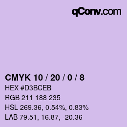 カラーコード: CMYK 10 / 20 / 0 / 8 | qconv.com