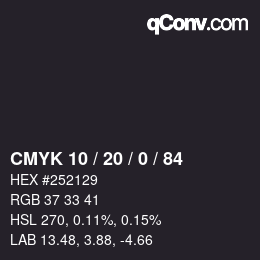 颜色代码: CMYK 10 / 20 / 0 / 84 | qconv.com