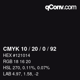 カラーコード: CMYK 10 / 20 / 0 / 92 | qconv.com